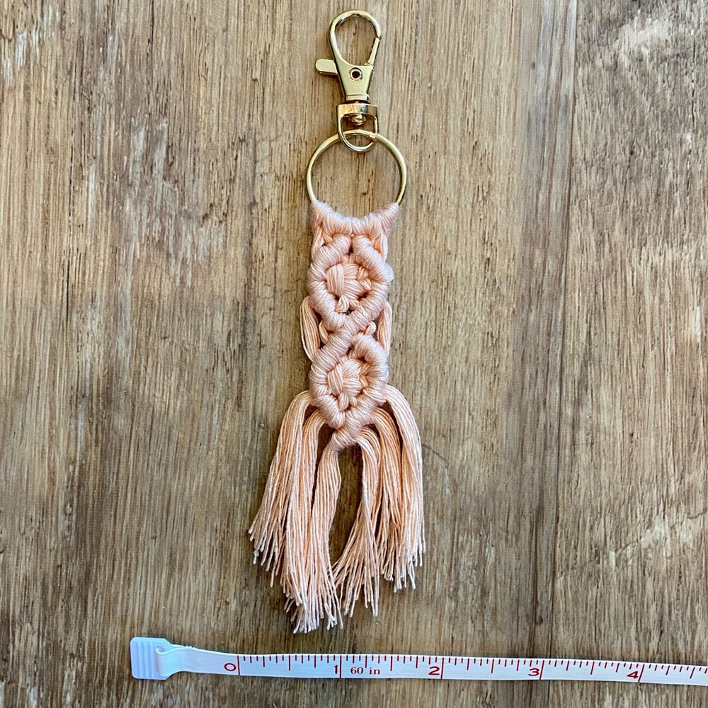 Pink Macrame Keychain - Picture 2 of 3